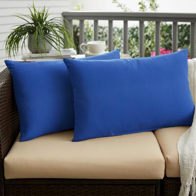 Sunbrella Canvas True Blue Indoor/Outdoor Knife Edge Pillow (Set of 2)