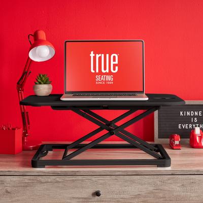 True Seating Ergo 26.75 Inch Standing Desk Converter, Laptop Monitor Riser Height Adjustable Tabletop Workstation