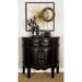 Dark Brown Faux Leather Cedar Traditional Half Moon Console Cabinet