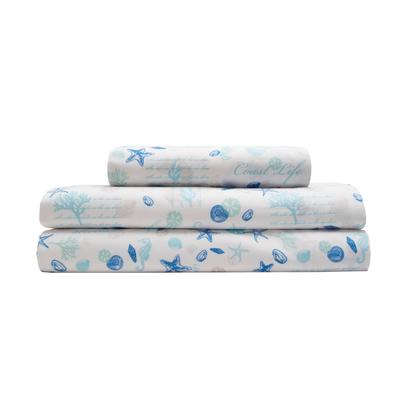 Hotel Coastal Microfiber Print Bed Sheet Set