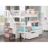 Woodland Staircase Bunk Bed Twin over Full with 2 Drawers in White