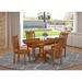 East West Furniture 5 Piece Dinette Set- an Oval Dining Table and 4 Solid Chairs, Saddle Brown(Seat Type Options)