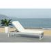 SAFAVIEH Outdoor Living Solano Sunlounger- Grey / White - 24.8" x 80.9" x 37.4"