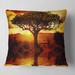 Designart 'Lonely Tree in African Sunset' African Landscape Printed Throw Pillow
