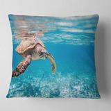 Designart 'Large Hawksbill Sea Turtle' Abstract Throw Pillow