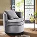 Armen Living Truly Contemporary Swivel Chair in Grey Velvet and Black Velvet Piping
