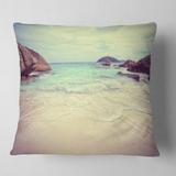 Designart 'Vintage Style Seashore Thailand' Seascape Throw Pillow