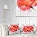Designart 'Red Rose Hand drawn with Splashes' Floral Throw Pillow