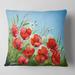 Designart 'Poppies in Field against Blue Sky' Floral Throw Pillow