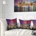 Designart 'New York City Manhattan Skyline Red' Cityscape Photo Throw Pillow