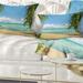 Designart 'Palms at Caribbean Beach' Seashore Photo Throw Pillow