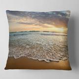 Designart 'Bright Cloudy Sunset in Calm Ocean' Seashore Throw Pillow