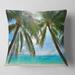 Designart 'Palm Hanging over Sandy White Beach' Seashore Photo Throw Pillow