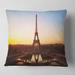 Designart 'Brown Silhouette of Paris Paris Eiffel Tower' Cityscape Throw Pillow