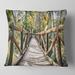 Designart 'Wooden Bridge in Forest' Wooden Sea Bridge Throw Pillow
