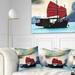 Designart 'Large Chinese Sailing Ship' Seashore Throw Pillow