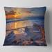 Designart 'Beautiful Seashore with Yellow Sun' Seashore Throw Pillow