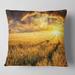 Designart 'Amazing Sunset over Yellow Field' Landscape Printed Throw Pillow