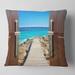 Designart 'Door Open to Wooden Ocean Pier' Wooden Sea Bridge Throw Pillow