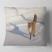 Designart 'Brown Winter Cat with Footprints' Animal Throw Pillow