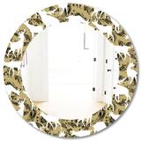 Designart 'Wild Animals Pattern' Printed Farmhouse Frameless Oval or Round Wall Mirror - White