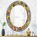 Designart 'Pattern Of Vintage Audio Cassettes' Printed Modern Mirror - Oval or Round Wall Mirror - Grey/Silver