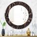 Designart 'Folded Dark Silk Waves' Printed Modern WallMirror - Frameless Oval or Round Wall Mirror - Brown