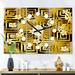 Designart 'Modern gold luxury pattern' Oversized Mid-Century wall clock - 3 Panels - 36 in. wide x 28 in. high - 3 Panels