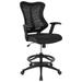 High Back Mesh Drafting Chair with LeatherSoft Sides and Adjustable Arms