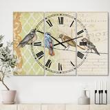 Designart 'Birds Gathered On Wire Paris II' Large Cottage Wall Clock - 3 Panels - 36 in. wide x 28 in. high - 3 Panels