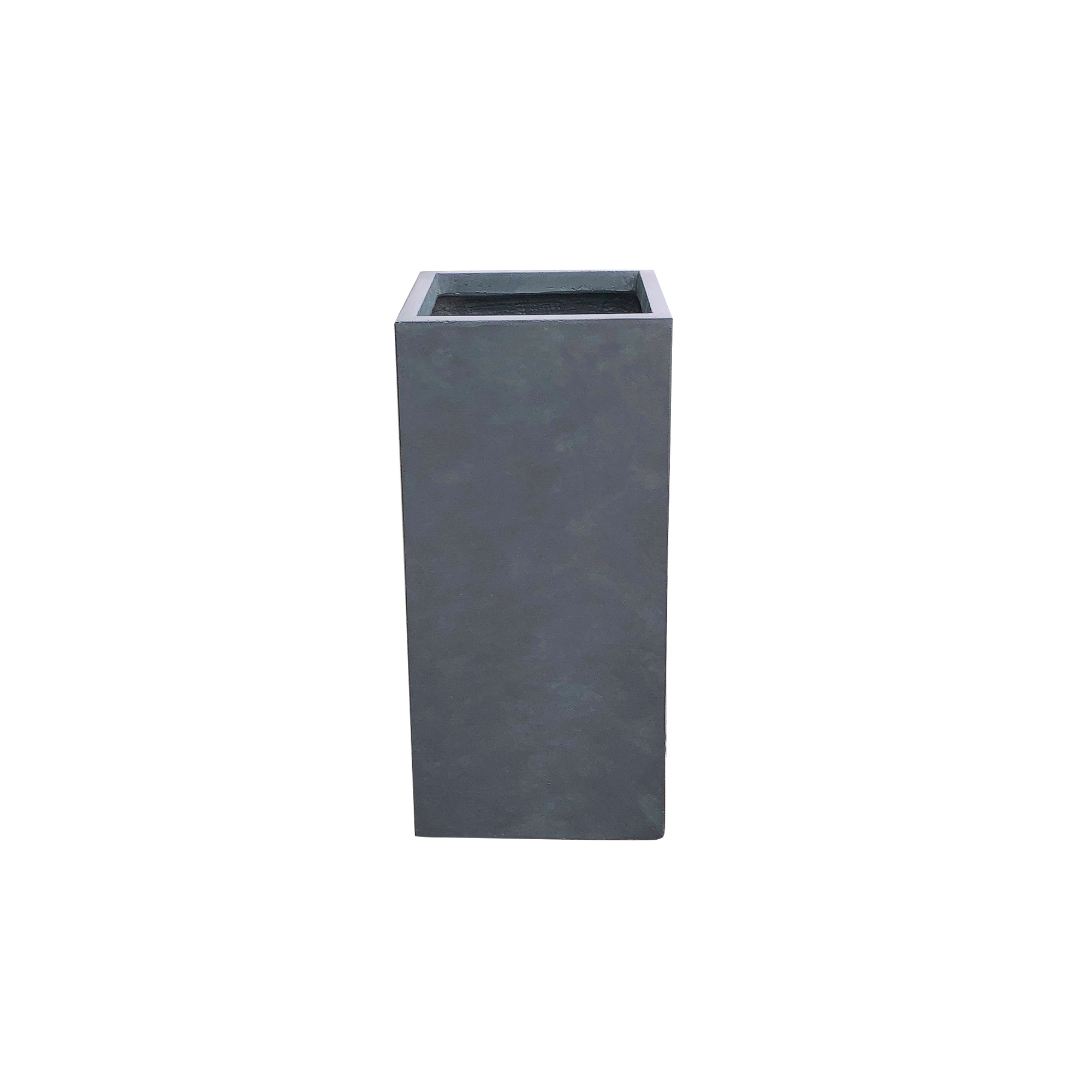 Kante Lightweight Concrete Modern Rectangle Outdoor Planter, 28 Inch Tall, Charcoal