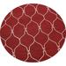 Red Trellis Oriental Contemporary Area Rug Wool Hand-tufted Carpet - 8'0" x 8'0" Round