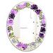 Designart 'Purple Retro Fantasy Flowers' Printed Cottage Round or Oval Wall Mirror - Leaves