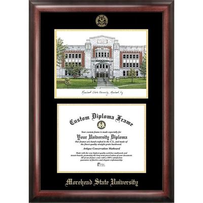 Morehead State University 11w x 8.5h Gold Embossed Diploma Frame with Campus Images Lithograph