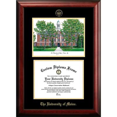 University of Maine 11w x 8.5h Gold Embossed Diploma Frame with Campus Images Lithograph