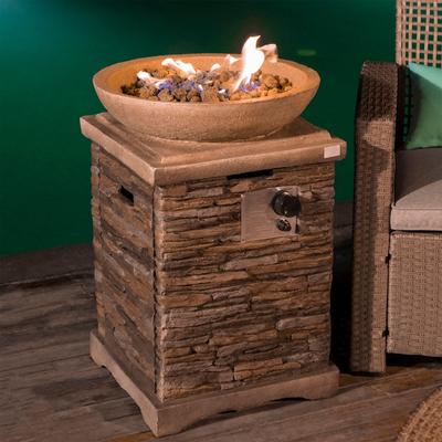COSIEST Outdoor Propane Fire Pit Table With 20-inch Square Base,Round Bowl