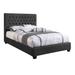 Wooden Eastern King Size Bed with Deep Button Tufting Details, Gray