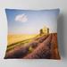 Designart 'Grain Fields with Lavender Rows' Landscape Printed Throw Pillow