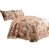 Atlanta Fabric 3 Piece Queen Size Quilt Set with Butterfly Print,Multicolor