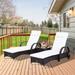 Outsunny 3-piece Wicker Adjustable Chaise Lounge Chair Set w/ Wheels - 78.75" L x 28.75" W x 40.5" H