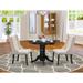 East West Furniture Dinette Set- a Round Kitchen Table with Pedestal and Linen Fabric Parson Chairs, (Pieces & Finish Option)