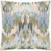 Virgil Light Blue Embroidered Ikat Feather Down Throw Pillow (22" x 22")