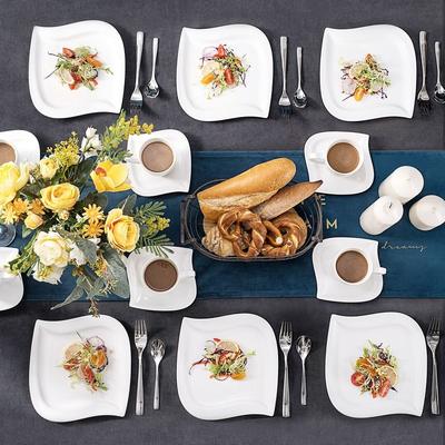 MALACASA Elvira Porcelain 18-Piece Foliaceous Dessert Set