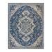 Astris Laval Traditional Navy Blue/Beige Medallion Wide Border Polypropylene Area Rug