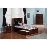 Newport Twin Platform Bed with Footboard and 2 Drawers in Walnut
