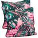 Patio Premier 2pk Pink Monstera Leaf Spunpoly Throw Pillow with Flame Retardant Filling