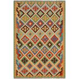 Shabby Chic Turkish Kilim Alfredia Hand-Woven Area Rug - 4'0" x 5'10"