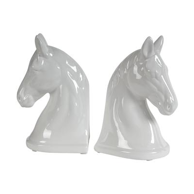 White 10-inch Jubilee Horse Head Bookends