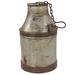 Large Antique Silver and Rusted Metal Milk Drum with Lid from India 12.5 x 21.5 - 13 x 13 x 22