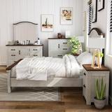 Ynez Farmhouse White Pine 6-Piece Panel Bedroom Set with USBs by Furniture of America